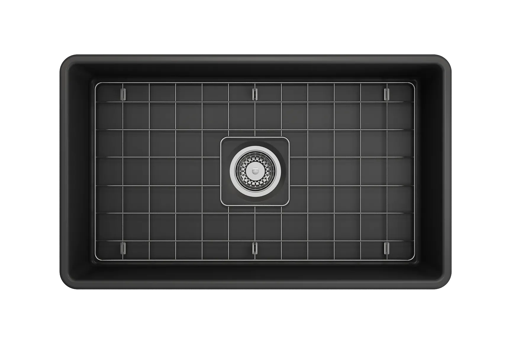 BOCCHI Classico 30" Fireclay Farmhouse Apron Single Bowl Kitchen Sink, Matte Dark Gray, 1138-020-0120