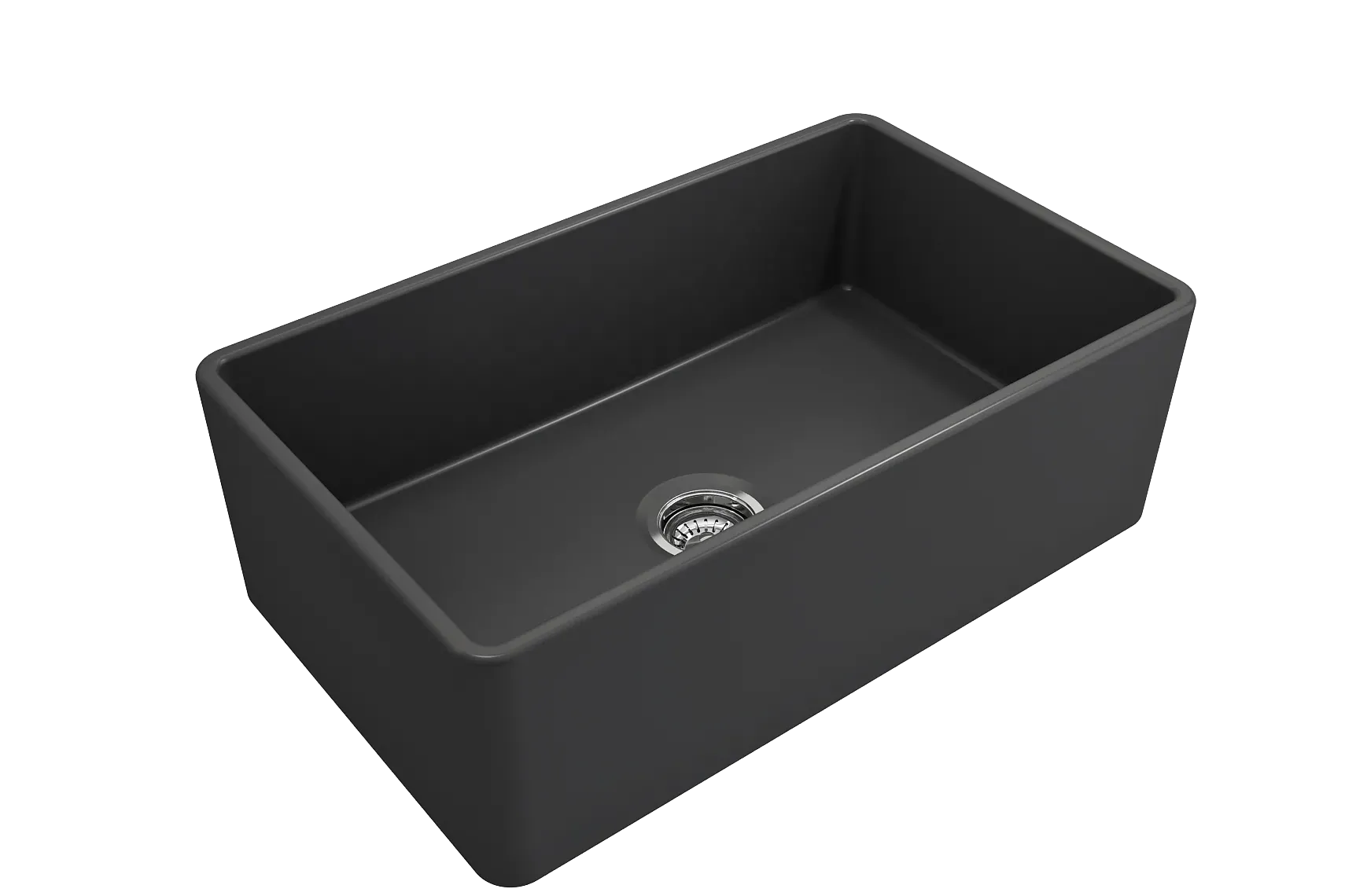 BOCCHI Classico 30" Fireclay Farmhouse Apron Single Bowl Kitchen Sink, Matte Dark Gray, 1138-020-0120