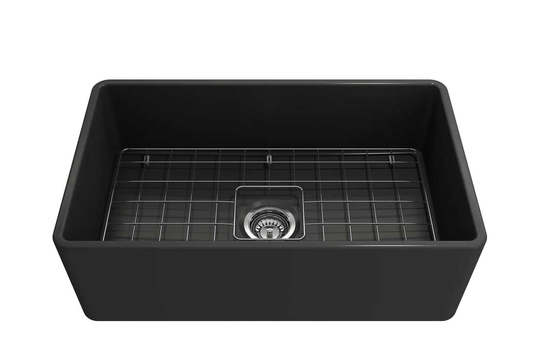 BOCCHI Classico 30" Fireclay Farmhouse Apron Single Bowl Kitchen Sink, Matte Dark Gray, 1138-020-0120