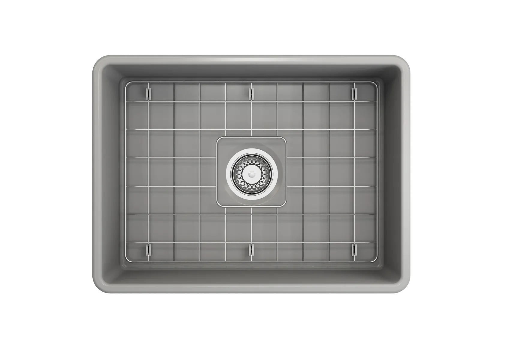 BOCCHI Classico 24" Fireclay Farmhouse Apron Single Bowl Kitchen Sink, Matte Gray, 1137-006-0120