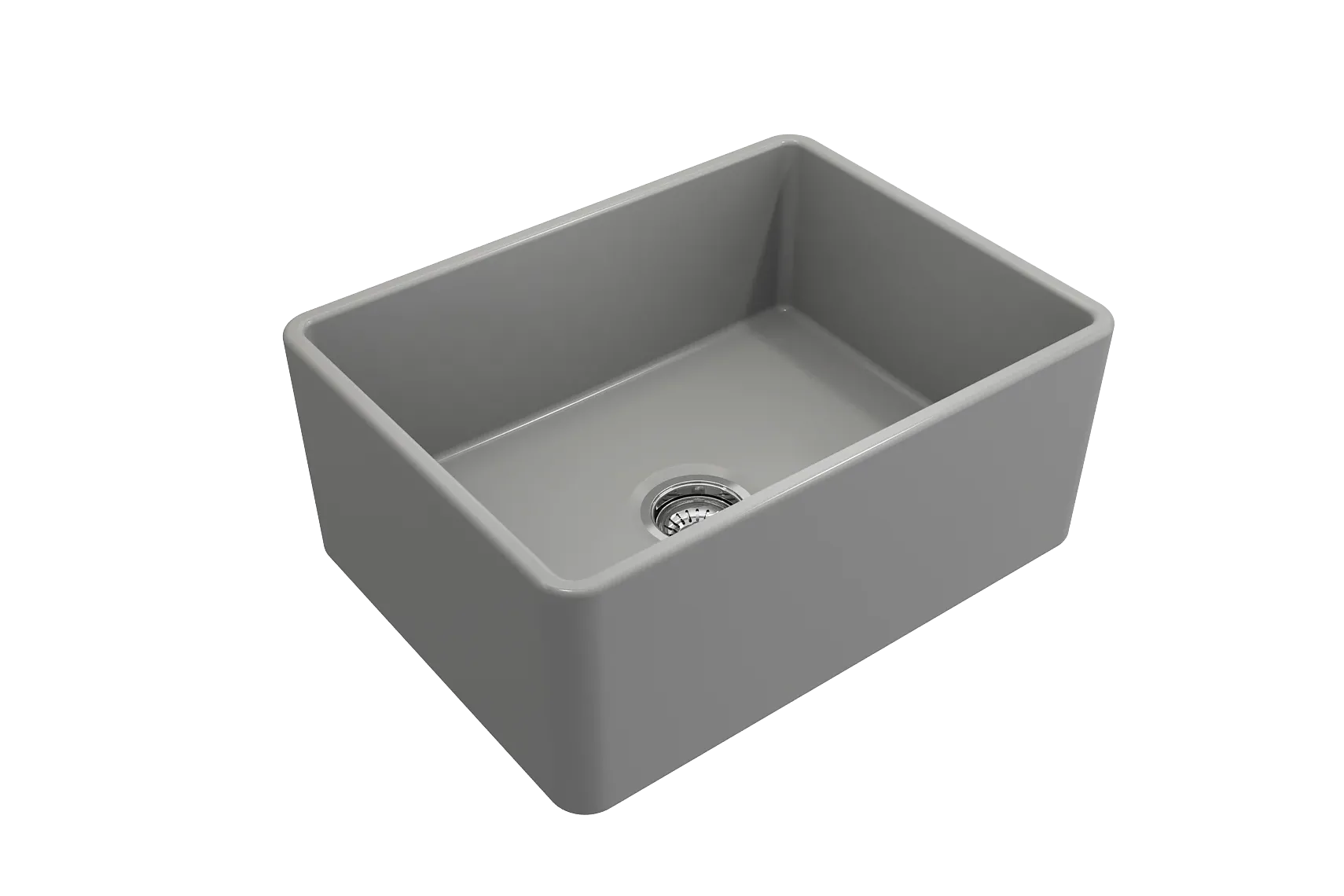 BOCCHI Classico 24" Fireclay Farmhouse Apron Single Bowl Kitchen Sink, Matte Gray, 1137-006-0120