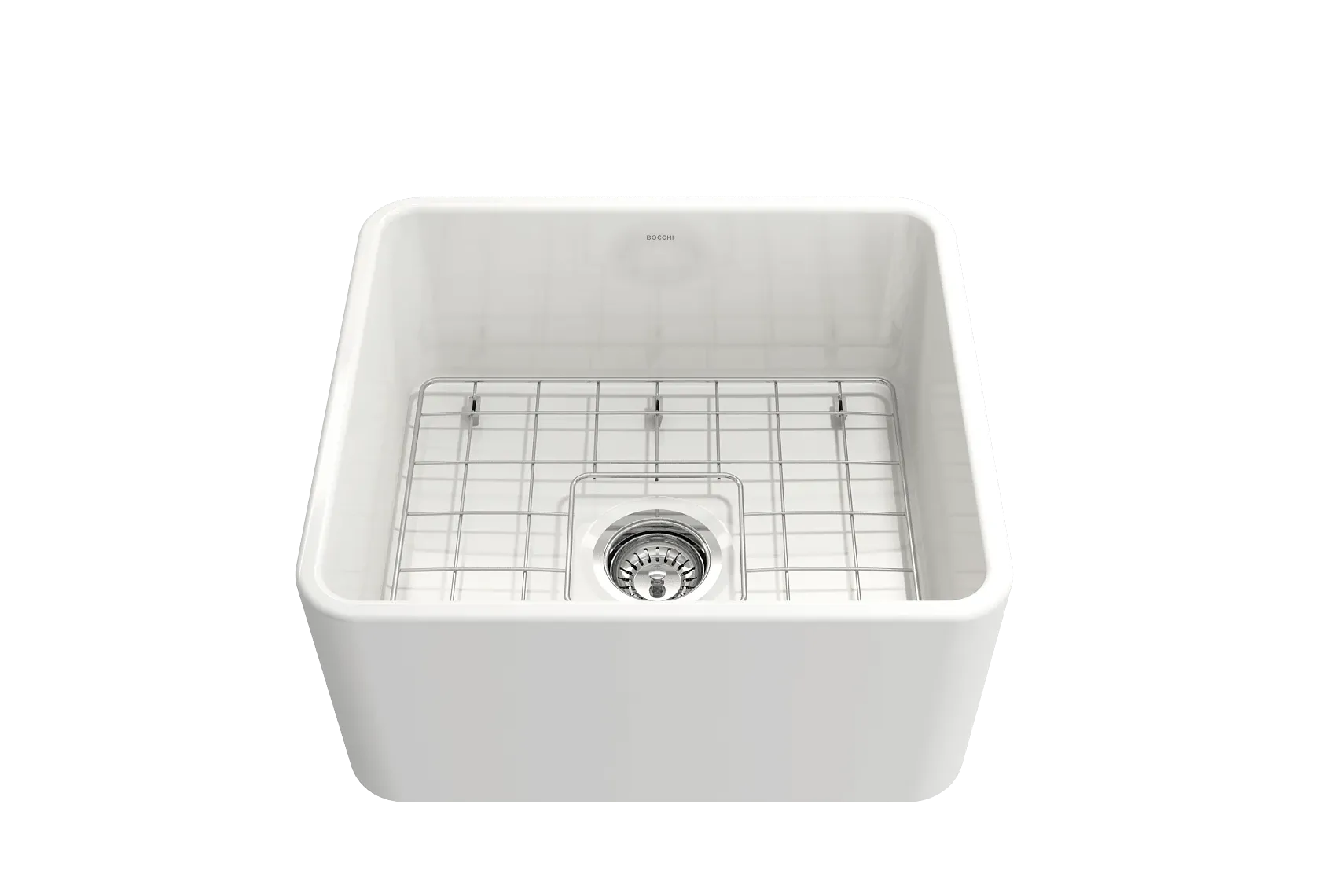 BOCCHI Classico 20" Fireclay Farmhouse Apron Single Bowl Kitchen Sink, White, 1136-001-0120