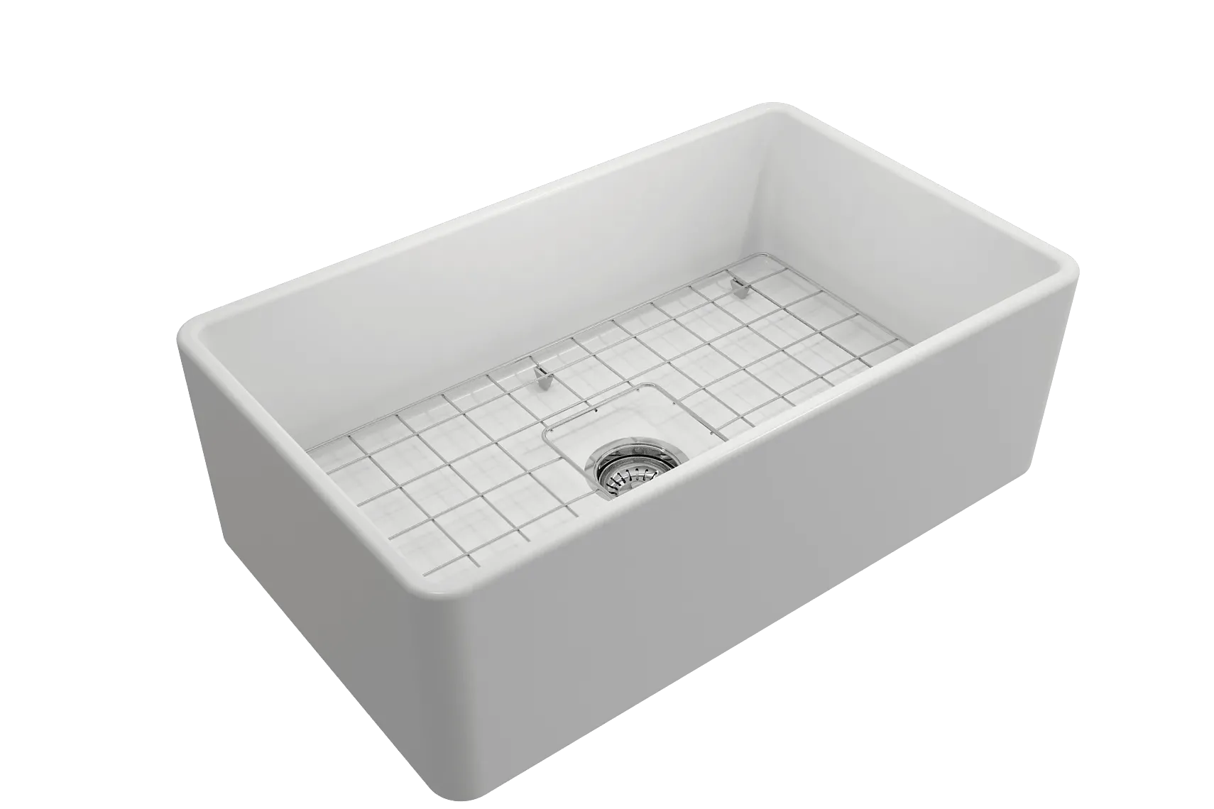 BOCCHI Classico 30" Fireclay Farmhouse Apron Single Bowl Kitchen Sink, Matte White, 1138-002-0120