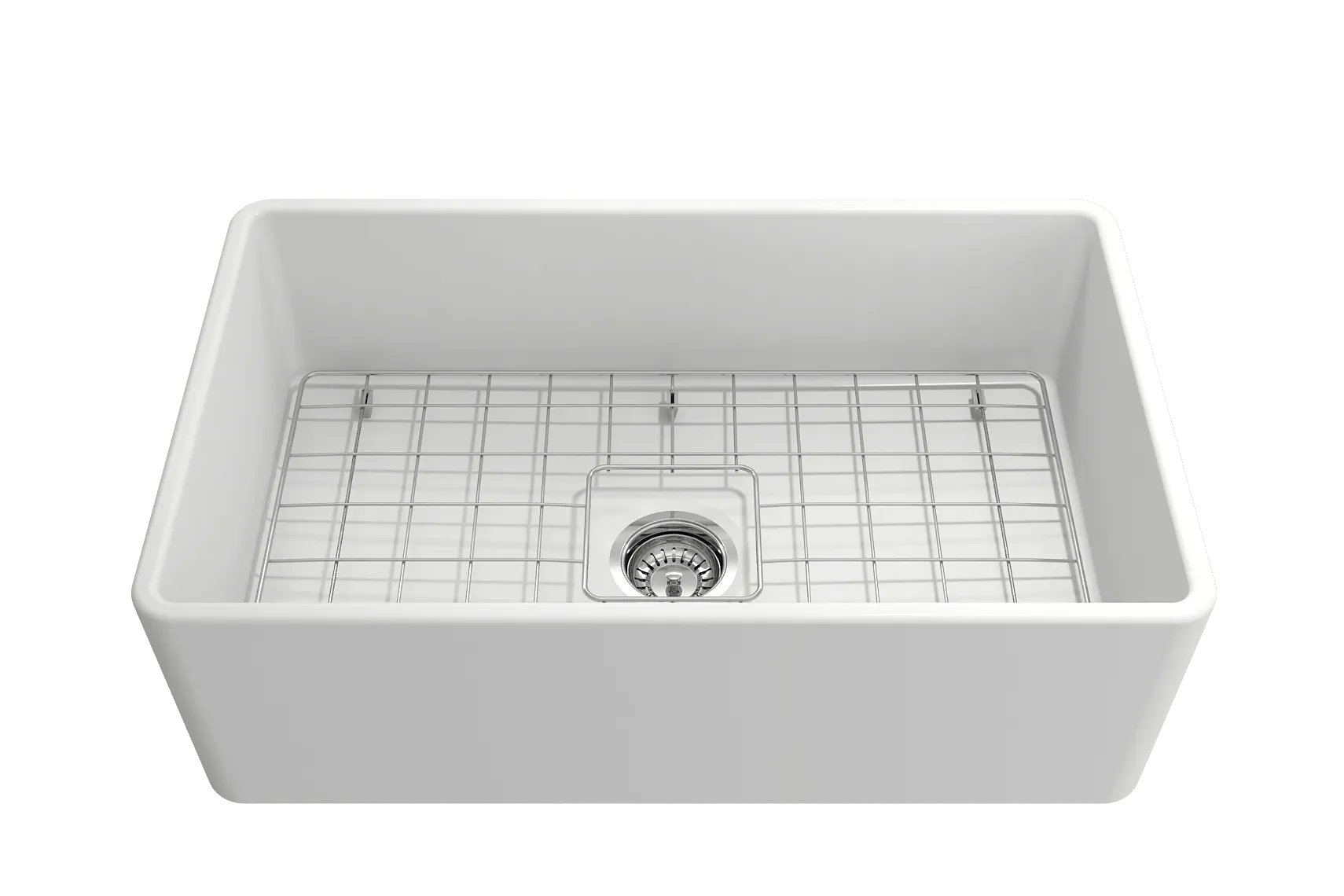 BOCCHI Classico 30" Fireclay Farmhouse Apron Single Bowl Kitchen Sink, Matte White, 1138-002-0120