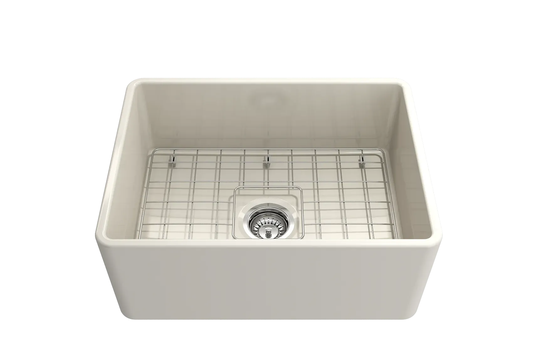 BOCCHI Classico 24" Fireclay Farmhouse Apron Single Bowl Kitchen Sink, Biscuit, 1137-014-0120
