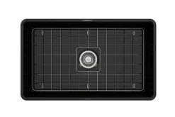 BOCCHI Classico 30" Fireclay Farmhouse Apron Single Bowl Kitchen Sink, Black, 1138-005-0120