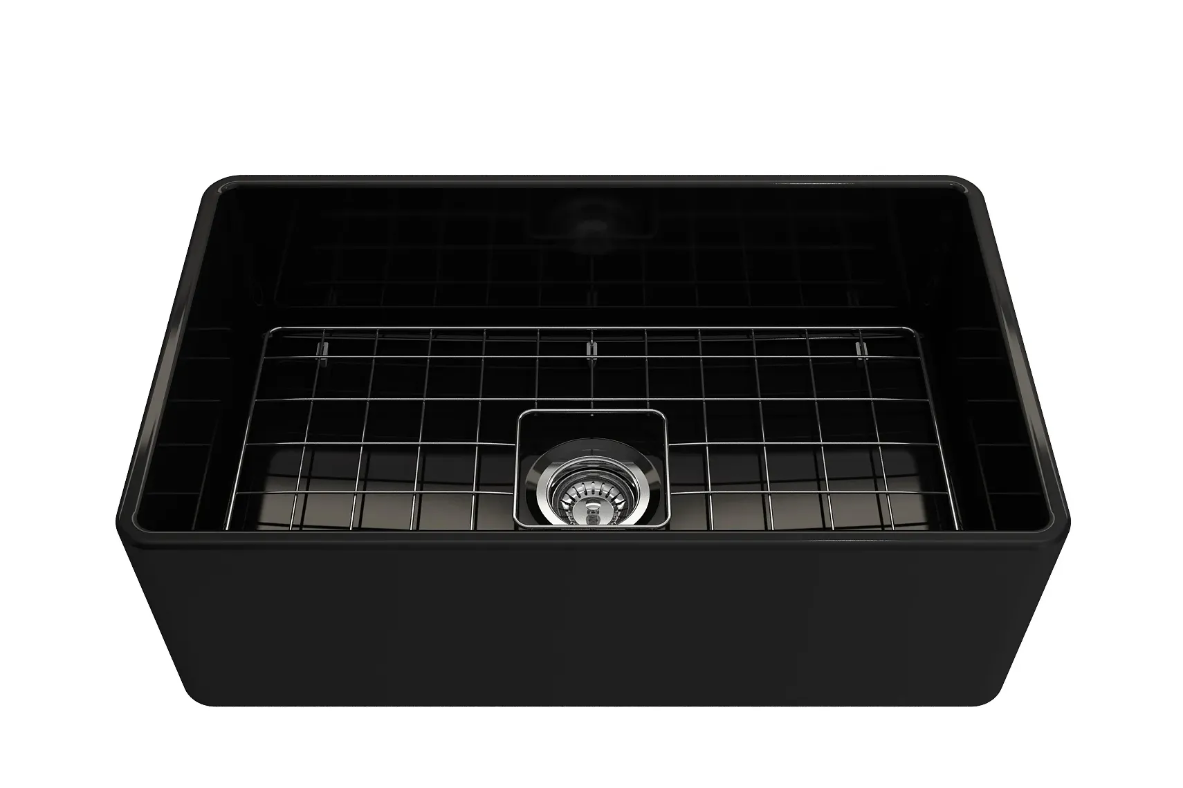 BOCCHI Classico 30" Fireclay Farmhouse Apron Single Bowl Kitchen Sink, Black, 1138-005-0120
