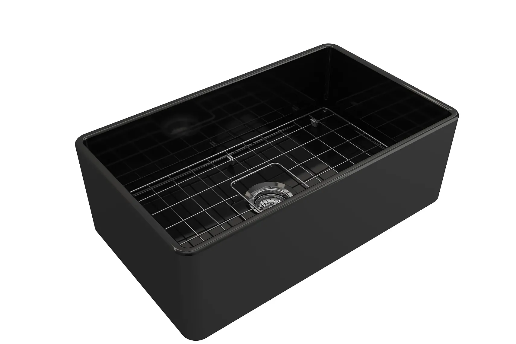BOCCHI Classico 30" Fireclay Farmhouse Apron Single Bowl Kitchen Sink, Black, 1138-005-0120