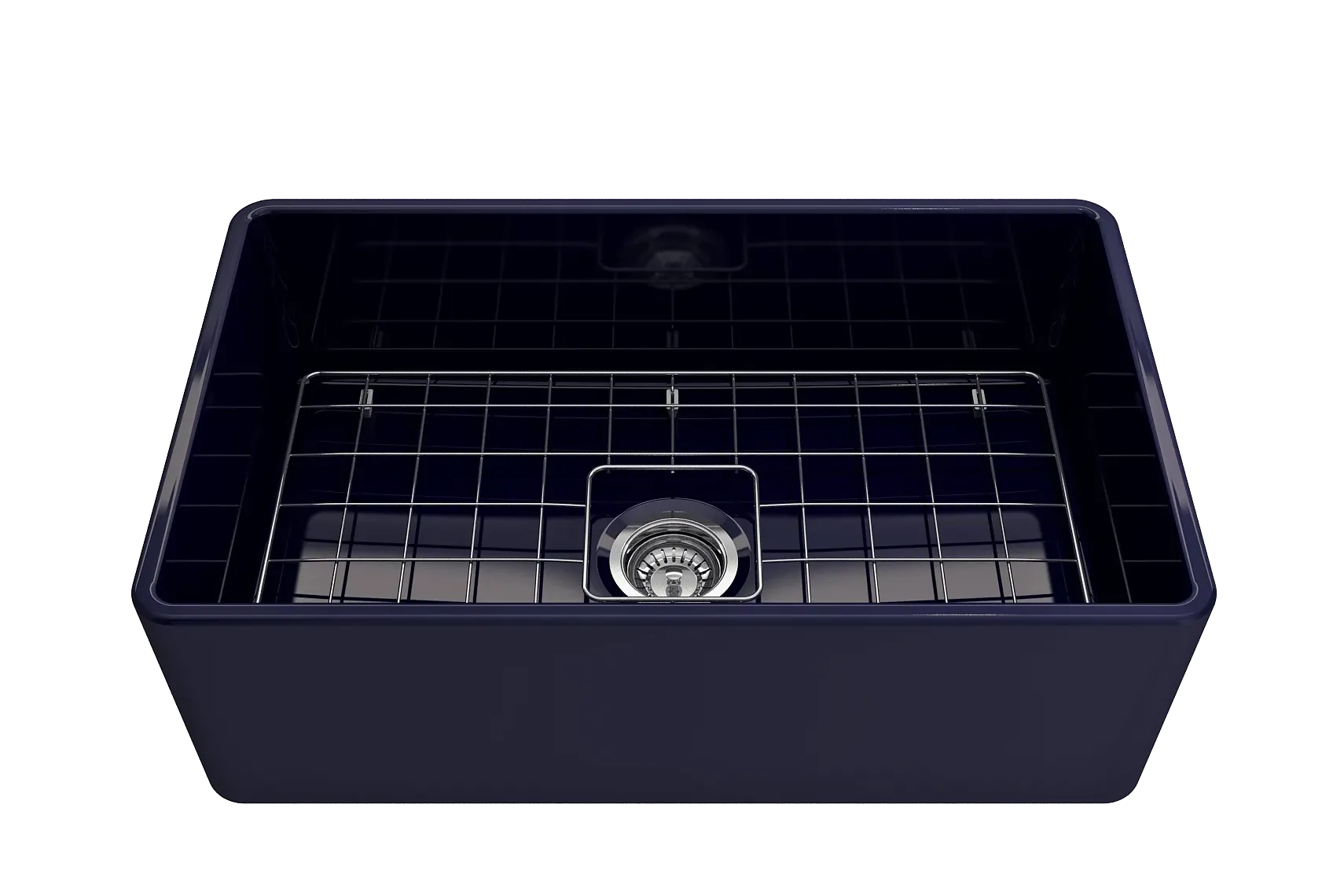 BOCCHI Classico 30" Fireclay Farmhouse Apron Single Bowl Kitchen Sink, Sapphire Blue, 1138-010-0120