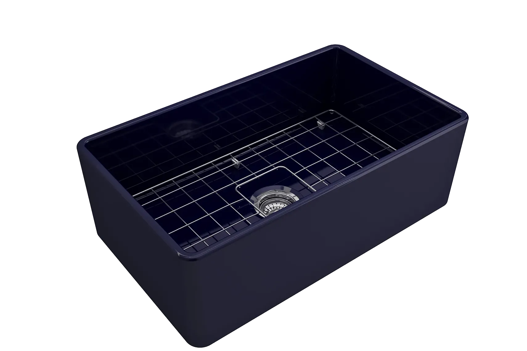 BOCCHI Classico 30" Fireclay Farmhouse Apron Single Bowl Kitchen Sink, Sapphire Blue, 1138-010-0120
