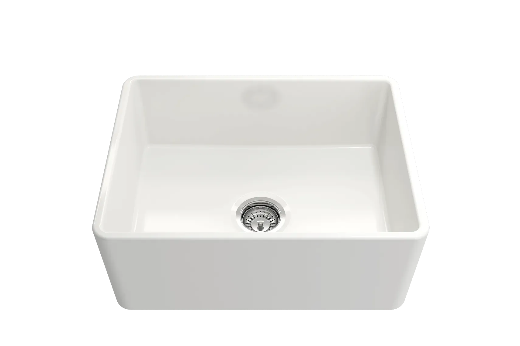 BOCCHI Classico 24" Fireclay Farmhouse Sink Kit with Faucet and Accessories, White (sink) / Stainless Steel (faucet), 1137-001-2024SS