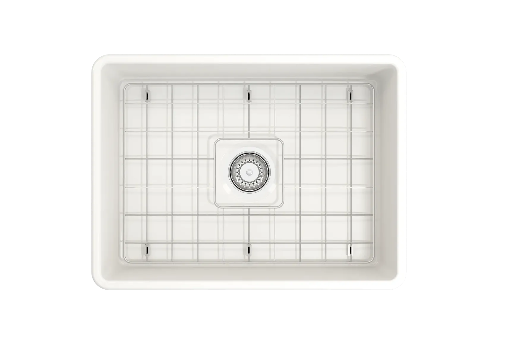 BOCCHI Classico 24" Fireclay Farmhouse Sink Kit with Faucet and Accessories, White (sink) / Stainless Steel (faucet), 1137-001-2024SS