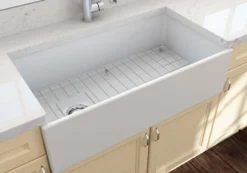 BOCCHI Contempo 36" Fireclay Farmhouse Apron Single Bowl Kitchen Sink, Matte White, 1354-002-0120