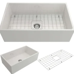 BOCCHI Contempo 33" Fireclay Farmhouse Kitchen Sink, White, 1352-001-0120