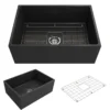 BOCCHI Contempo 27" Fireclay Farmhouse Apron Single Bowl Kitchen Sink, Matte Dark Gray, 1356-020-0120