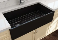 BOCCHI Contempo 36" Fireclay Farmhouse Apron Single Bowl Kitchen Sink, Matte Black, 1354-004-0120