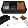BOCCHI Contempo 36" Fireclay Workstation Farmhouse Sink with Accessories, Matte Black, 1505-004-0120