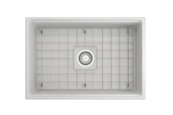 BOCCHI Contempo 27" Fireclay Workstation Farmhouse Sink Kit with Accessories, Matte White, 1628-002-0120