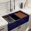 BOCCHI Contempo 33" Fireclay Workstation Farmhouse Sink with Accessories, Sapphire Blue, 1504-010-0120