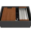 BOCCHI Contempo 27" Fireclay Workstation Farmhouse Sink Kit with Accessories, Matte Dark Gray, 1628-020-0120