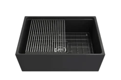 BOCCHI Contempo 27" Fireclay Workstation Farmhouse Sink Kit with Accessories, Matte Dark Gray, 1628-020-0120