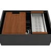 BOCCHI Contempo 27" Fireclay Workstation Farmhouse Sink Kit with Accessories, Black, 1628-005-0120