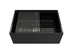 BOCCHI Contempo 27" Fireclay Workstation Farmhouse Sink Kit with Accessories, Black, 1628-005-0120