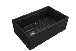 BOCCHI Contempo 30" Fireclay Workstation Farmhouse Sink Kit with Faucet and Accessories, Matte Black (sink) / Matte Black (faucet), 1344-004-2020MB