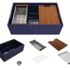BOCCHI Contempo 30" Fireclay Workstation Farmhouse Sink with Accessories, Sapphire Blue, 1344-010-0120