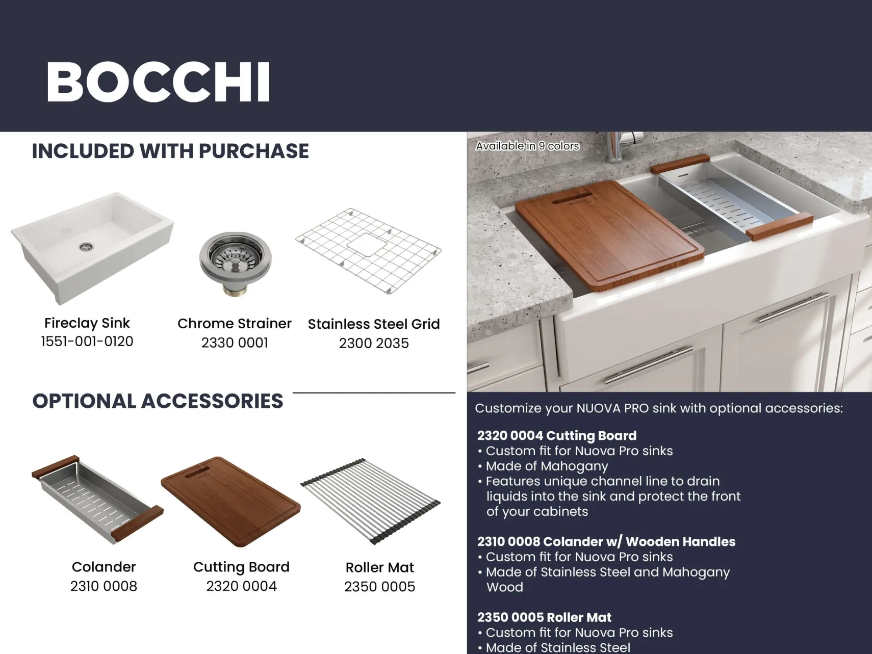 BOCCHI Nuova 34" Fireclay Retrofit Farmhouse Sink with Accessories, Matte White, 1551-002-0120