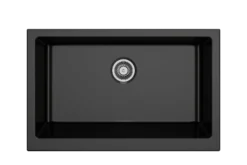 BOCCHI Nuova 34" Fireclay Retrofit Farmhouse Sink with Accessories, Black, 1551-005-0120