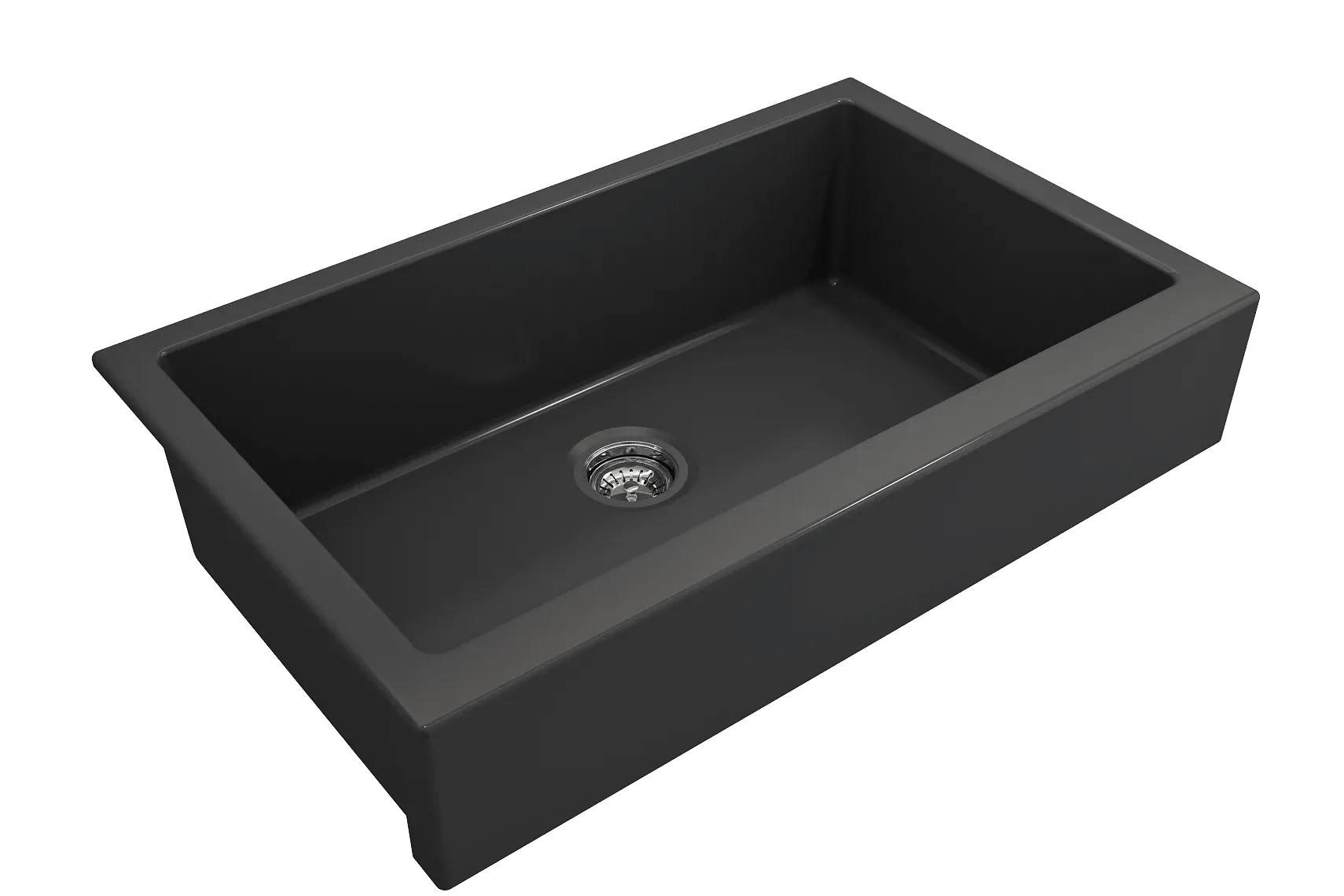 BOCCHI Nuova 34" Fireclay Retrofit Farmhouse Sink with Accessories, Matte Dark Gray, 1551-020-0120