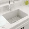 BOCCHI Sotto 24" Dual Mount Fireclay Kitchen Sink Kit with Accessories, White, 1627-001-0120