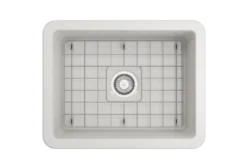 BOCCHI Sotto 24" Dual Mount Fireclay Kitchen Sink Kit with Accessories, White, 1627-001-0120