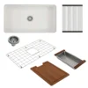 BOCCHI Sotto 32" Dual Mount Fireclay Workstation Kitchen Sink Kit with Accessories, White, 1362-001-KIT1