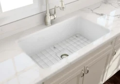BOCCHI Sotto 32" Dual Mount Fireclay Workstation Kitchen Sink Kit with Accessories, White, 1362-001-KIT1