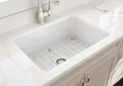 BOCCHI Sotto 27" Fireclay Dual Mount Single Bowl Kitchen Sink, White, 1360-001-0120