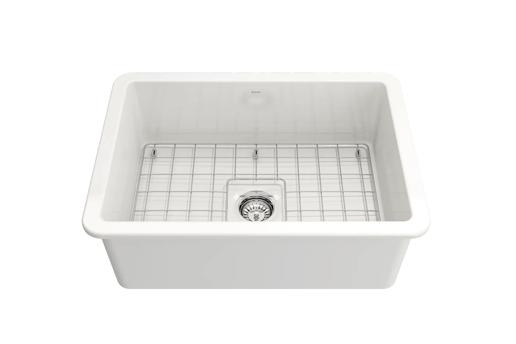 BOCCHI Sotto 27" Fireclay Dual Mount Single Bowl Kitchen Sink, White, 1360-001-0120