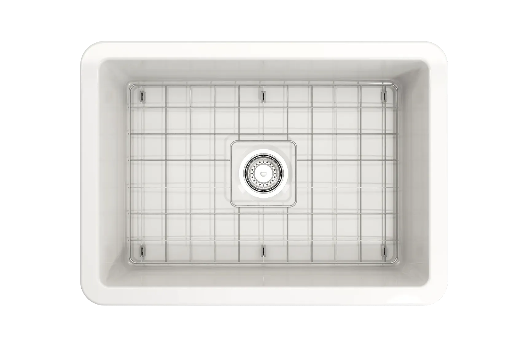 BOCCHI Sotto 27" Fireclay Dual Mount Single Bowl Kitchen Sink, White, 1360-001-0120