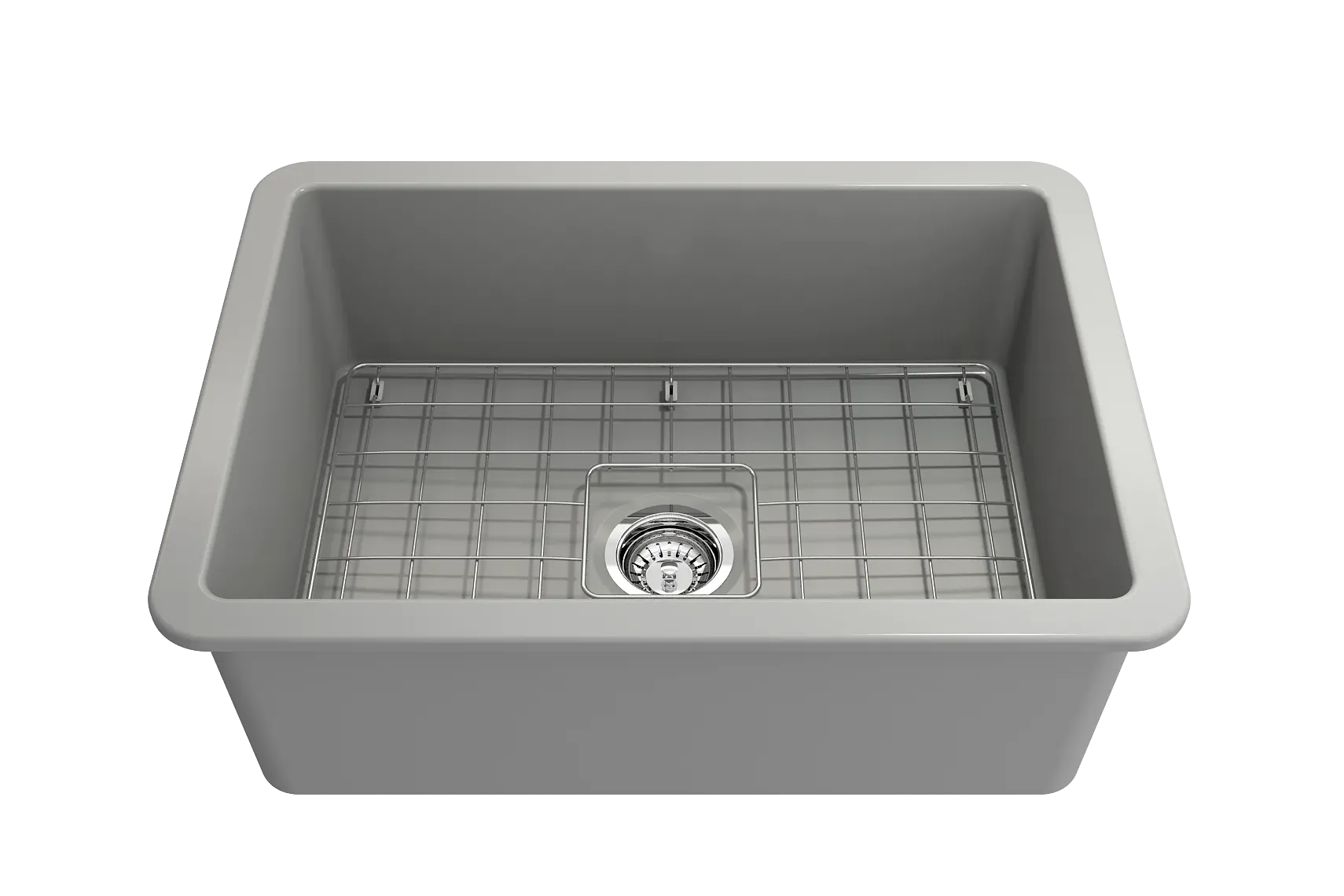 BOCCHI Sotto 27" Fireclay Dual Mount Single Bowl Kitchen Sink, Matte Gray, 1360-006-0120