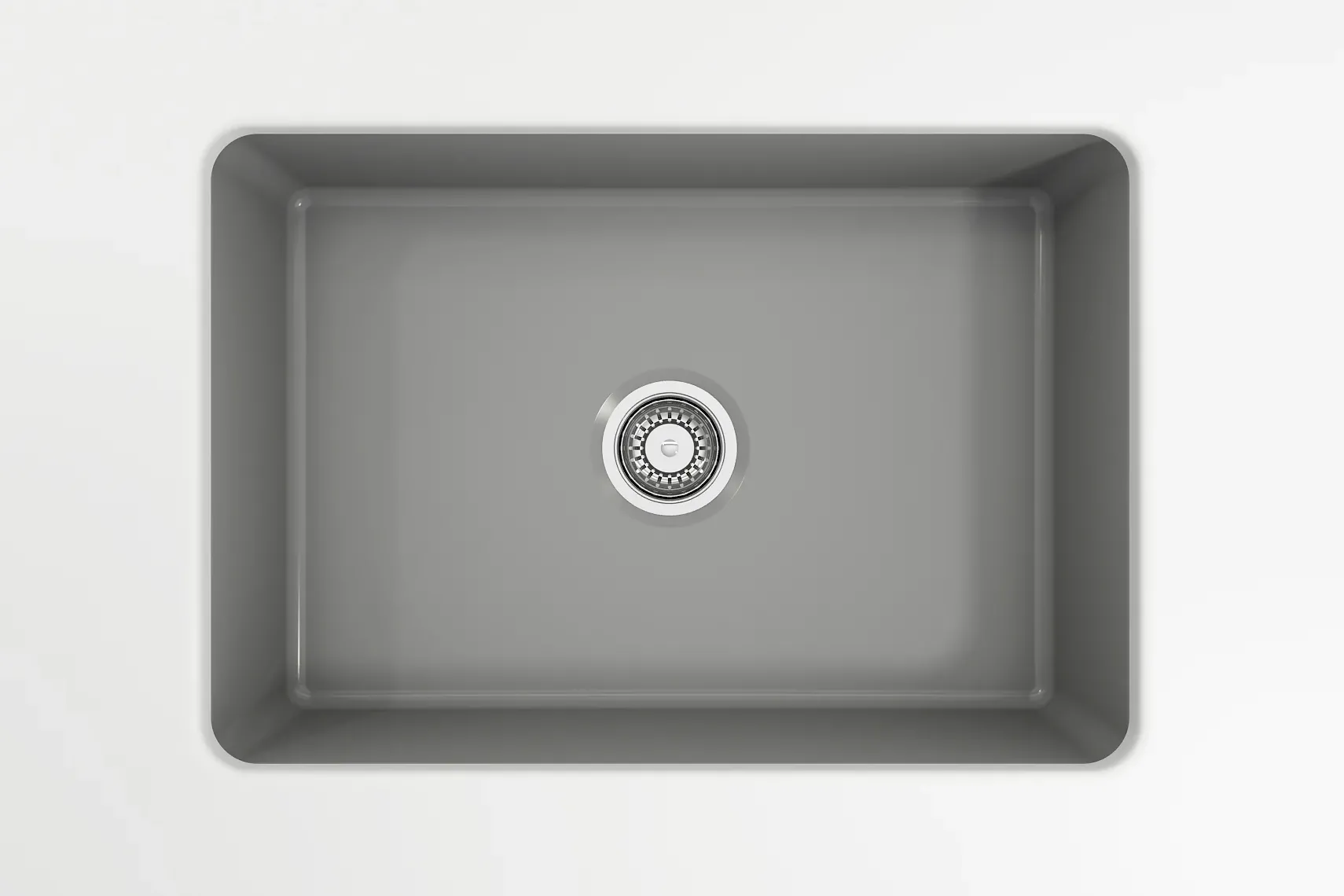 BOCCHI Sotto 27" Fireclay Dual Mount Single Bowl Kitchen Sink, Matte Gray, 1360-006-0120