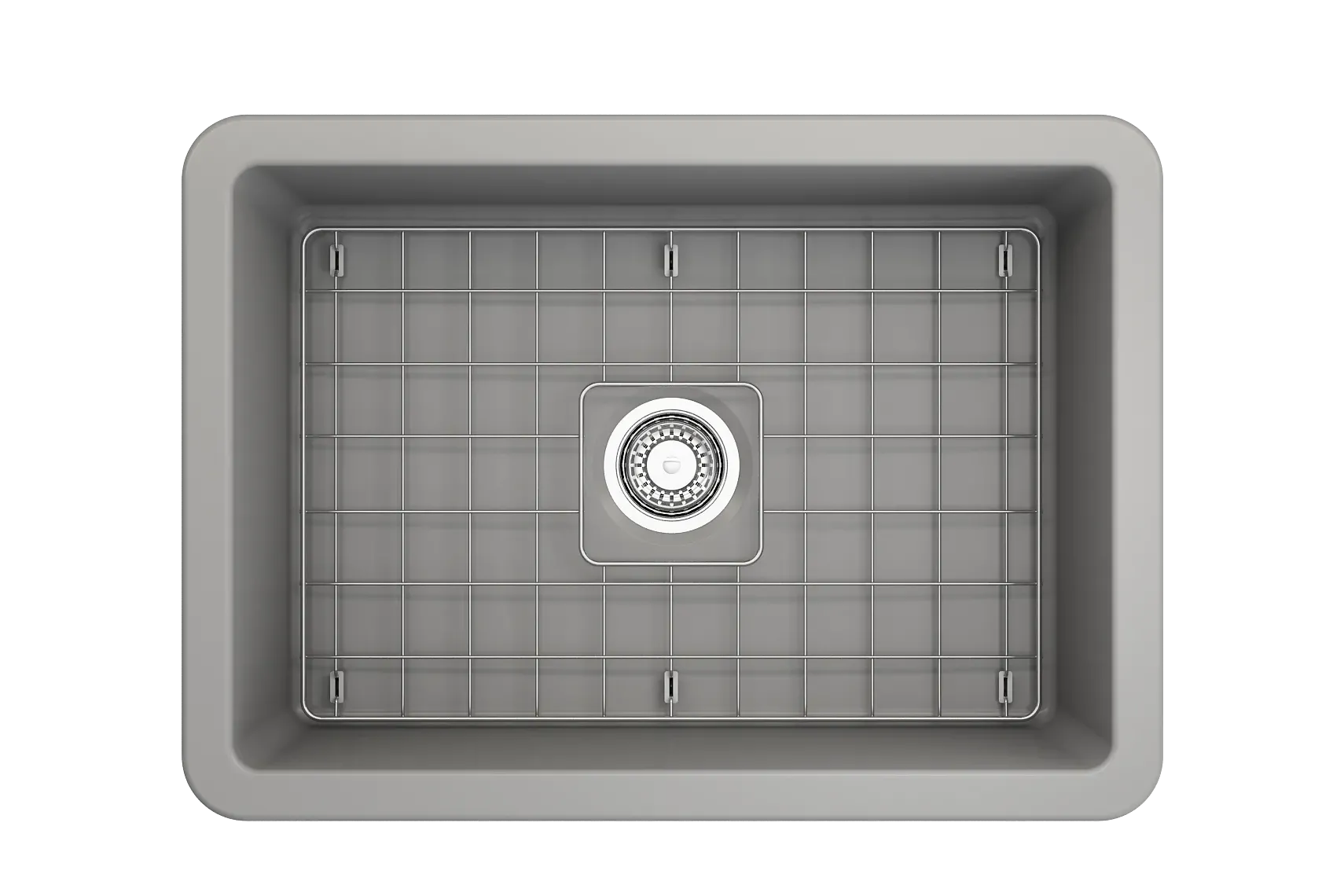 BOCCHI Sotto 27" Fireclay Dual Mount Single Bowl Kitchen Sink, Matte Gray, 1360-006-0120