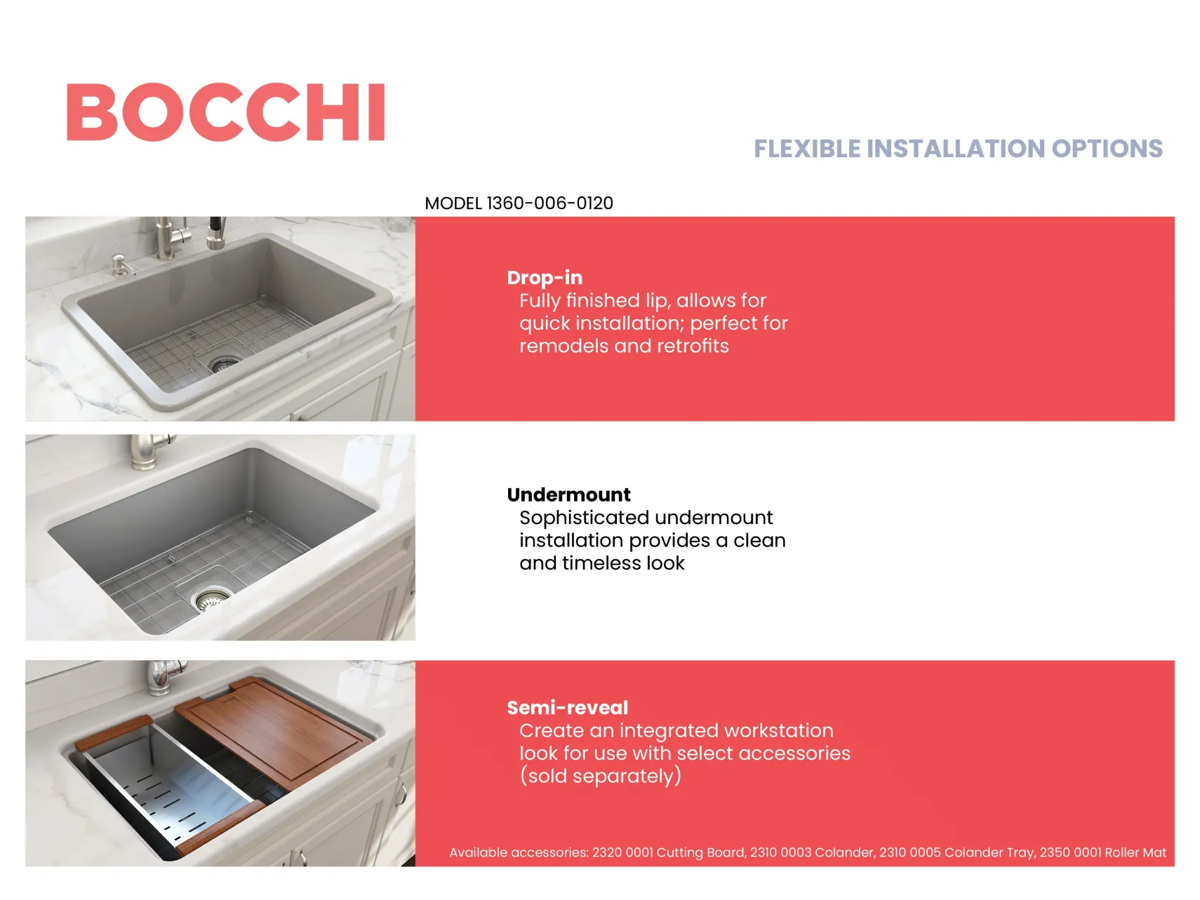 BOCCHI Sotto 27" Fireclay Dual Mount Single Bowl Kitchen Sink, Matte Gray, 1360-006-0120