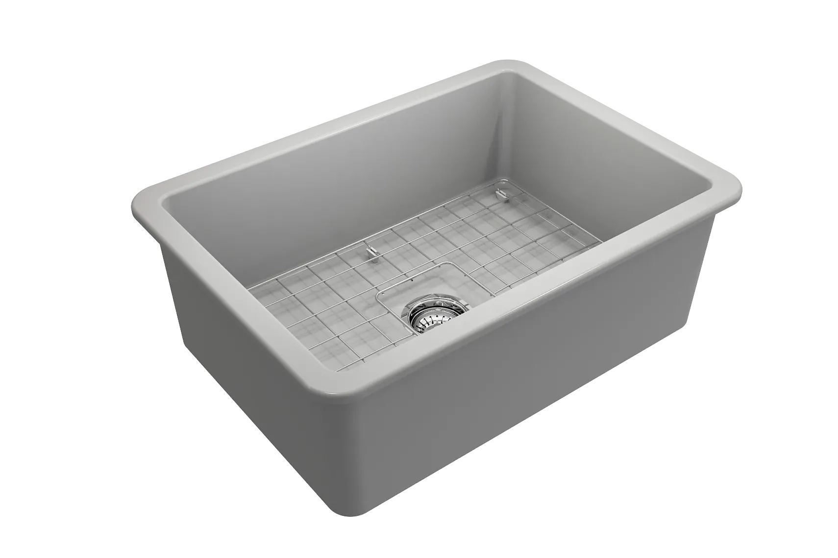 BOCCHI Sotto 27" Fireclay Dual Mount Single Bowl Kitchen Sink, Matte Gray, 1360-006-0120