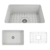 BOCCHI Sotto 27" Fireclay Dual Mount Single Bowl Kitchen Sink, Matte White, 1360-002-0120