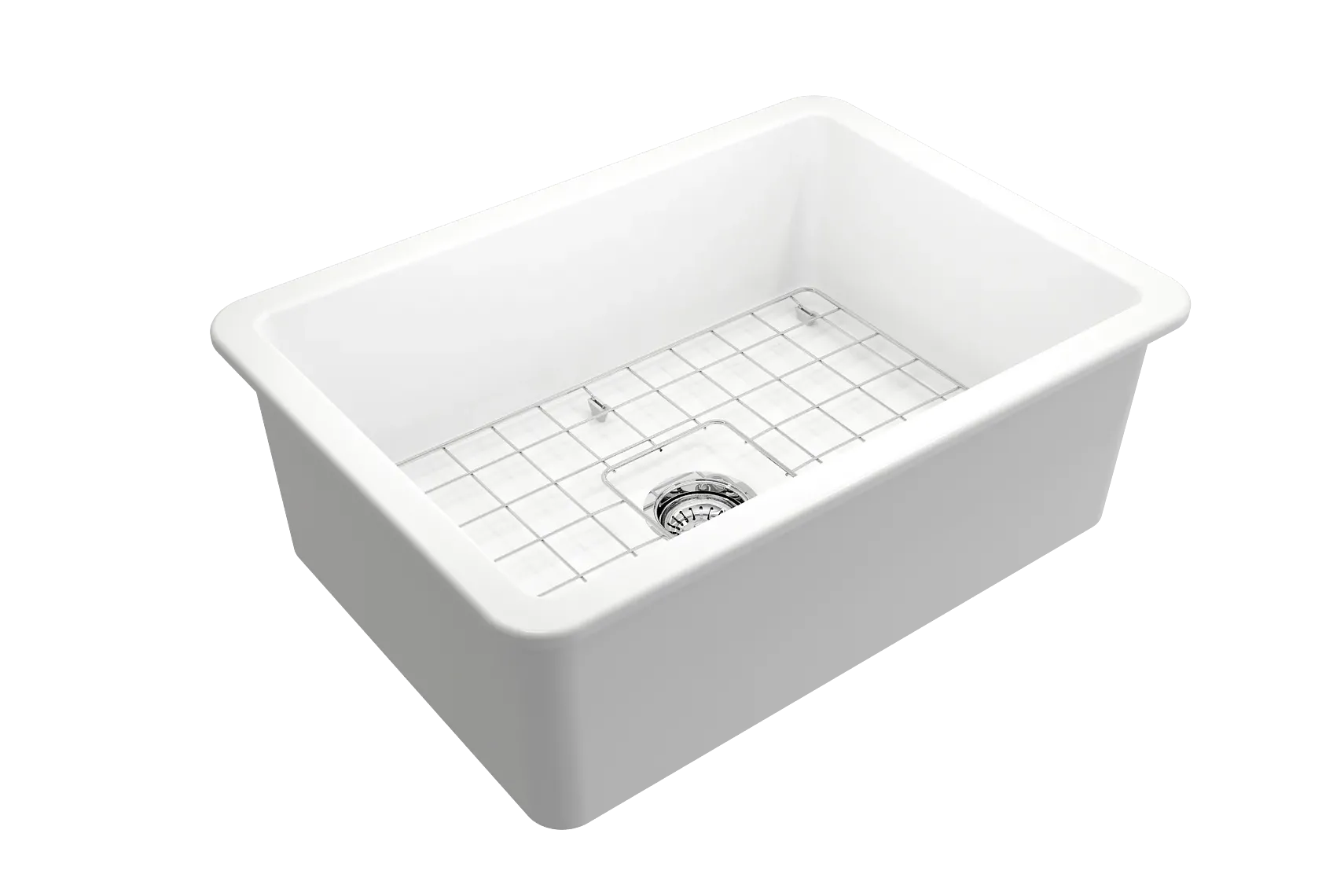 BOCCHI Sotto 27" Fireclay Dual Mount Single Bowl Kitchen Sink, Matte White, 1360-002-0120