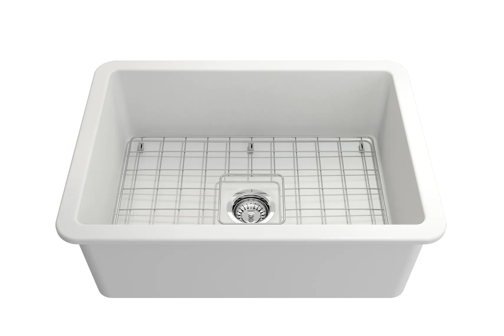 BOCCHI Sotto 27" Fireclay Dual Mount Single Bowl Kitchen Sink, Matte White, 1360-002-0120