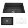 BOCCHI Sotto 27" Fireclay Dual Mount Single Bowl Kitchen Sink, Matte Dark Gray, 1360-020-0120