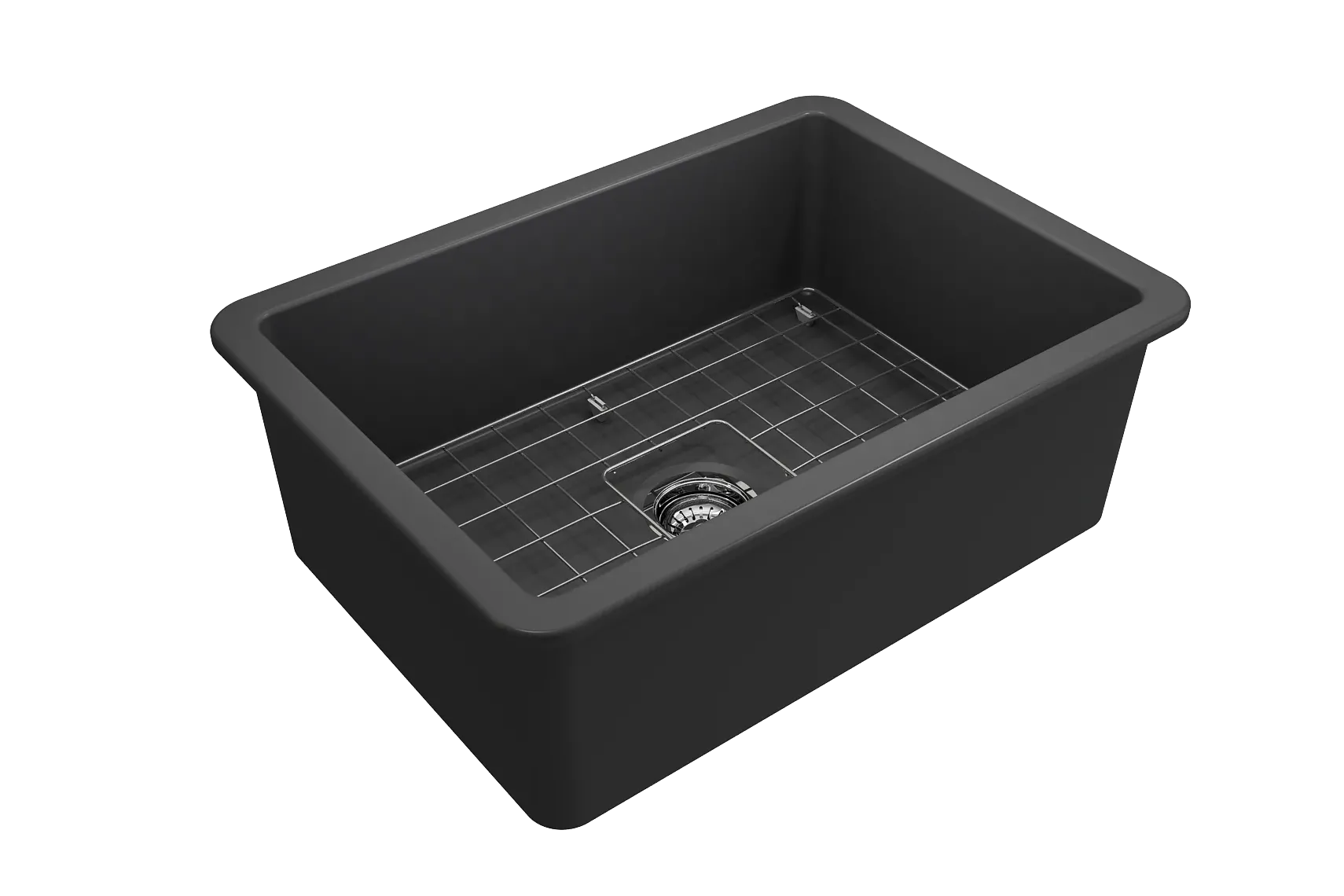 BOCCHI Sotto 27" Fireclay Dual Mount Single Bowl Kitchen Sink, Matte Dark Gray, 1360-020-0120