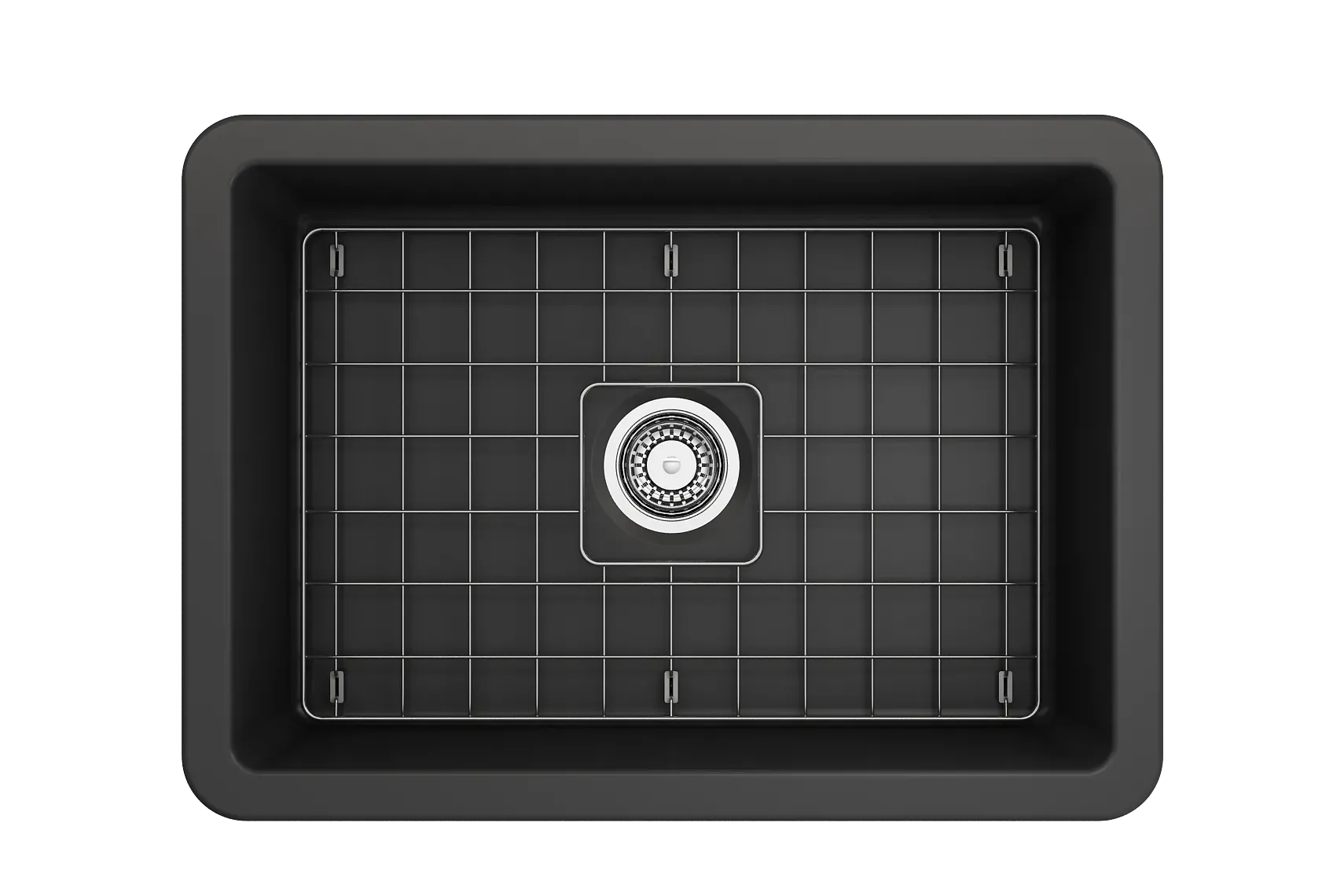 BOCCHI Sotto 27" Fireclay Dual Mount Single Bowl Kitchen Sink, Matte Dark Gray, 1360-020-0120